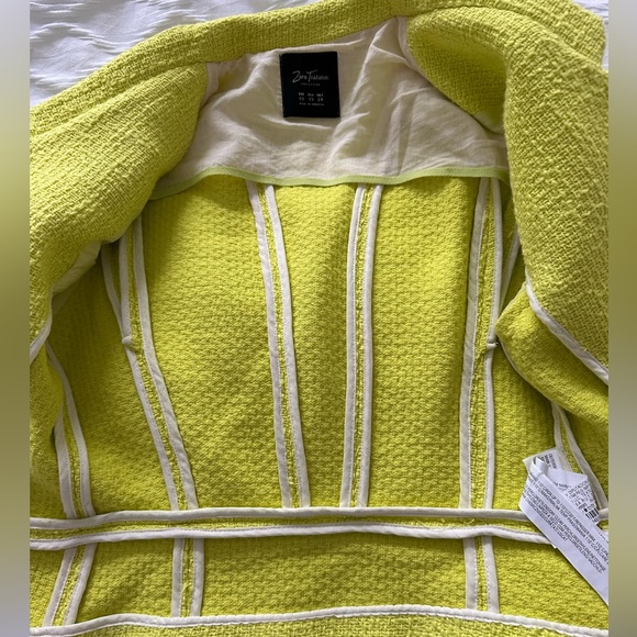 Zara Trafaluc Neon Yellow Tweed Blazer - Picture 3 of 5